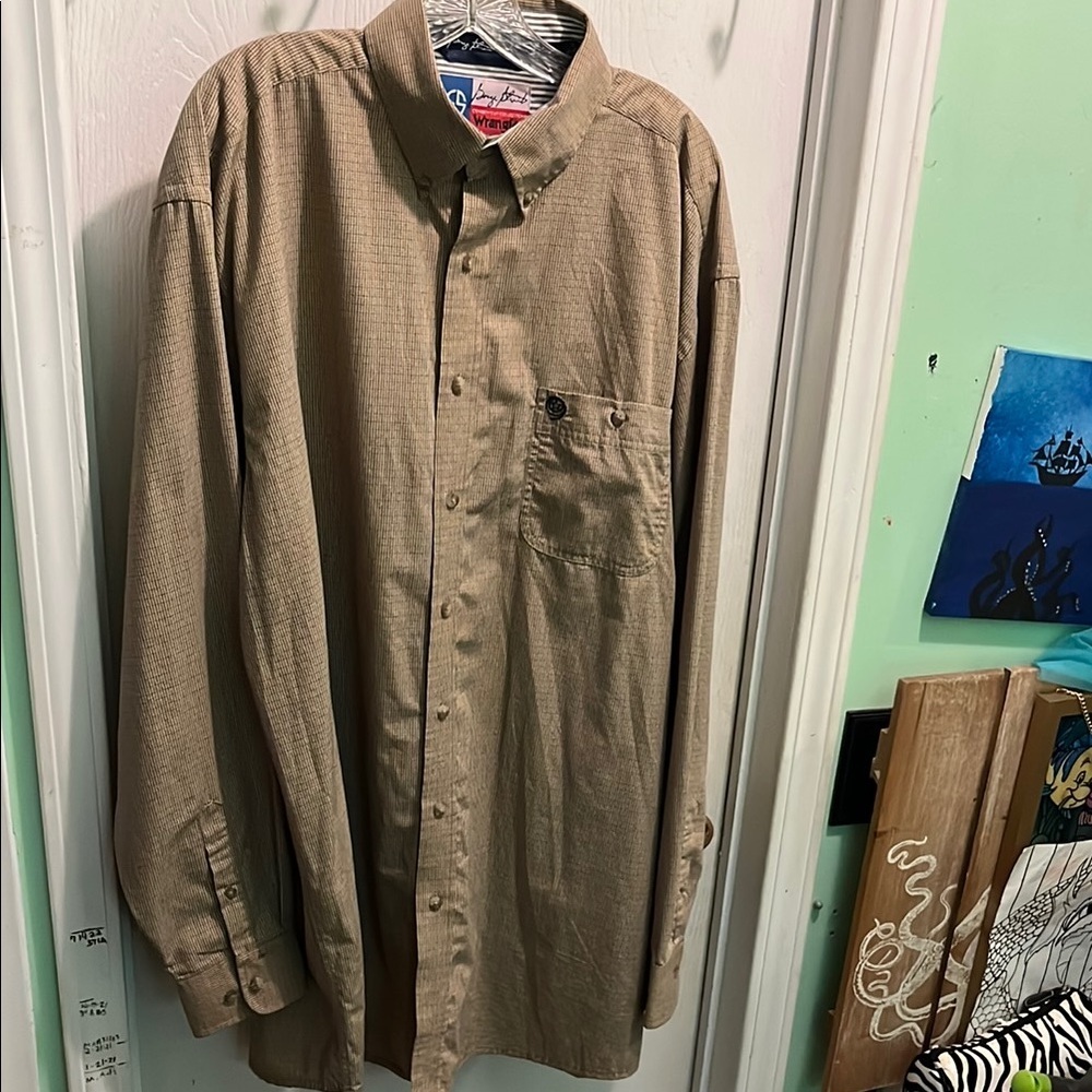Wrangler Tan Casual Button Down Shirt